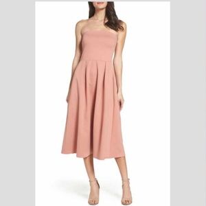 Charles Henry Strapless Midi Dress